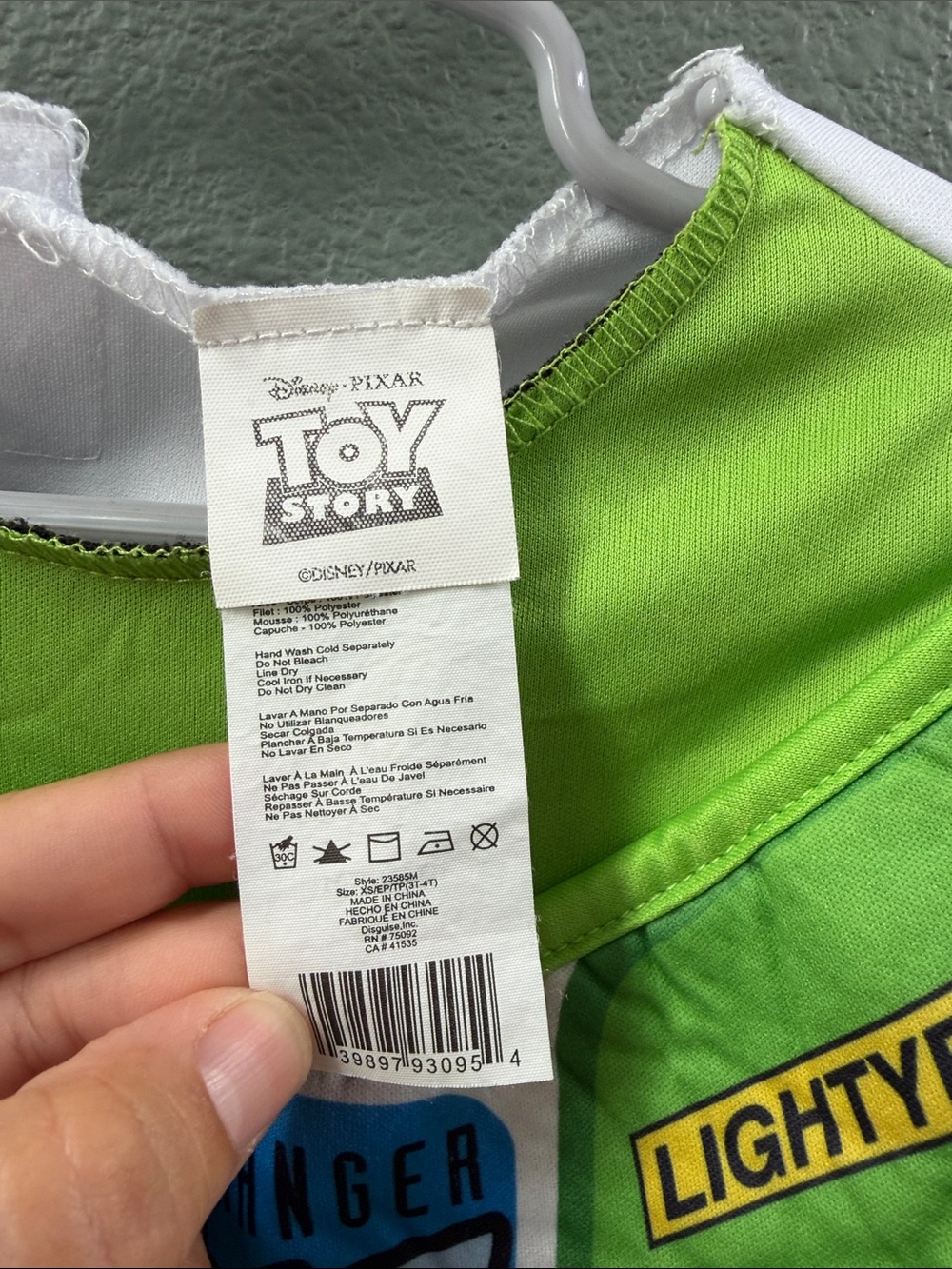 Buzz Lightyear Green and White Kids Costume Sz 3/4T - Picture 3 of 4